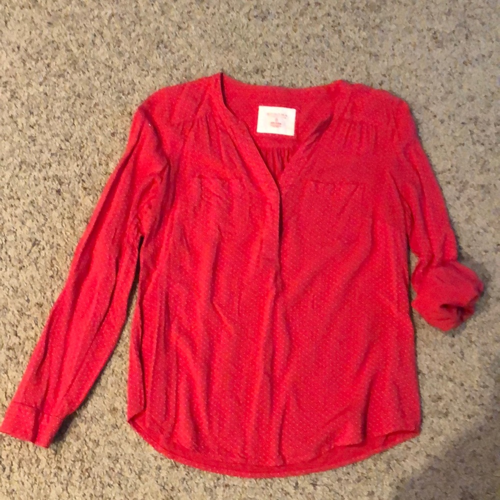 Red Blouse with sm white polka dots Size small Sonoma